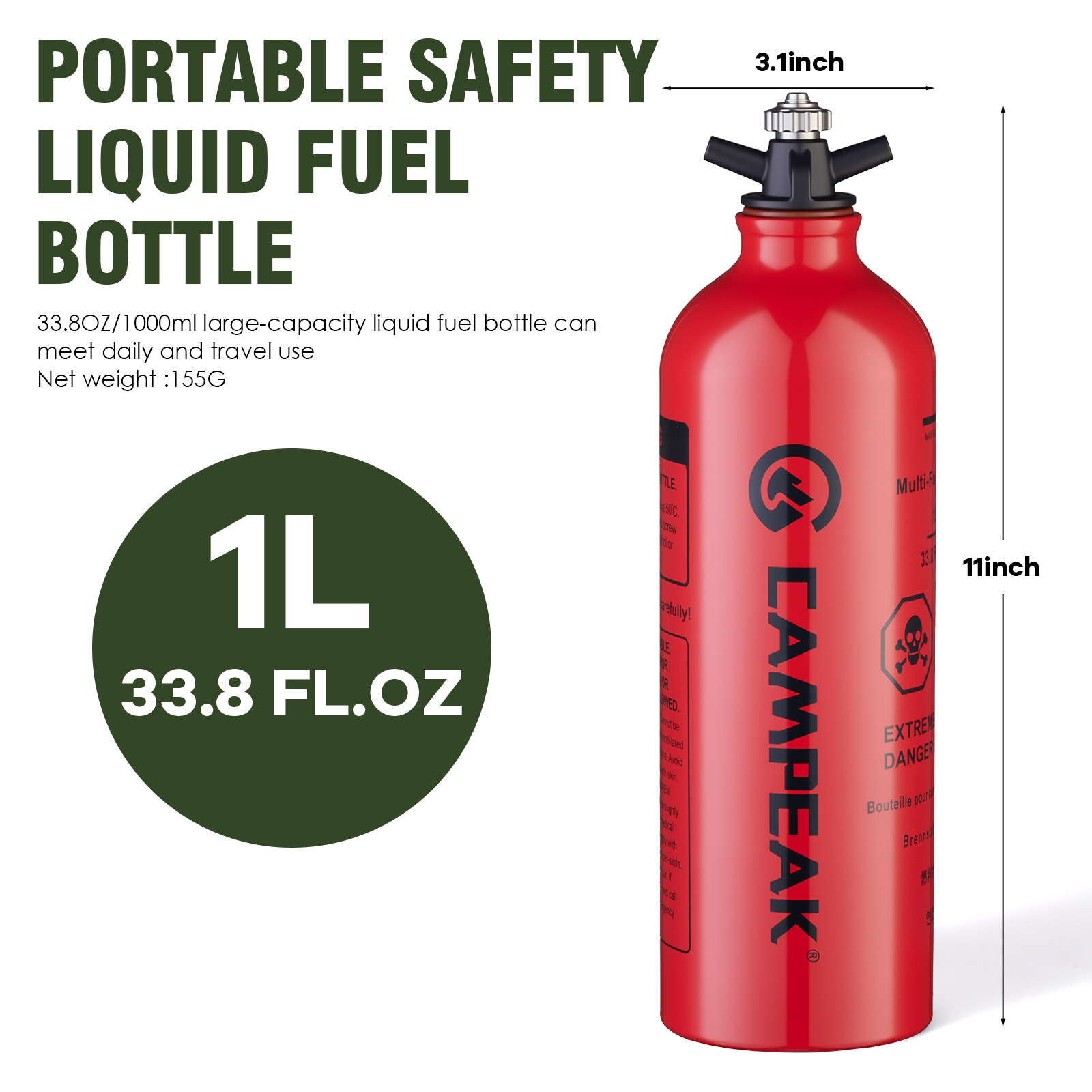 CAMPEAK liquid Fuel Bottle Can - Camping Cooking Oil Bottle reseña y precio