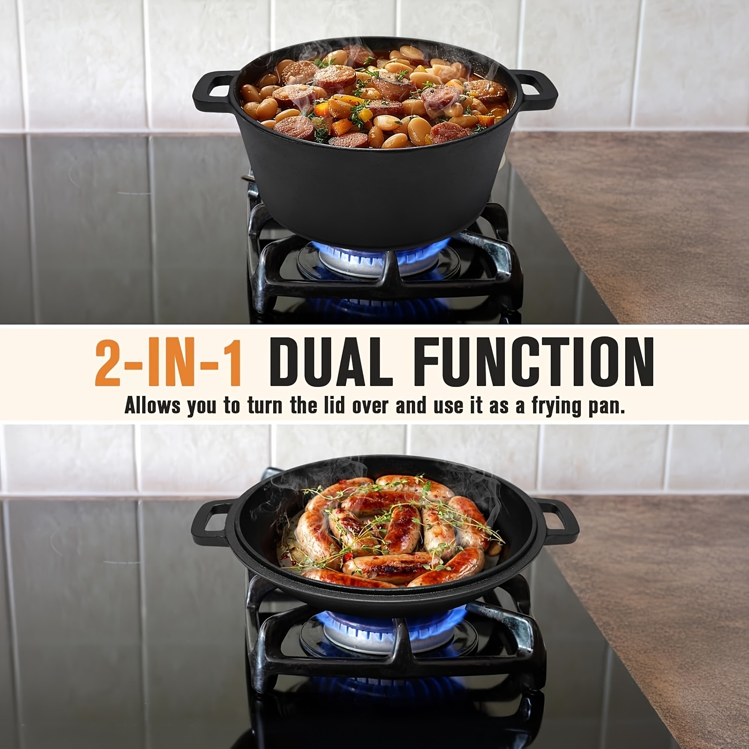 Black 5 QT Cast Iron Dutch Ove - Camping Cooking Dutch Oven reseña y precio
