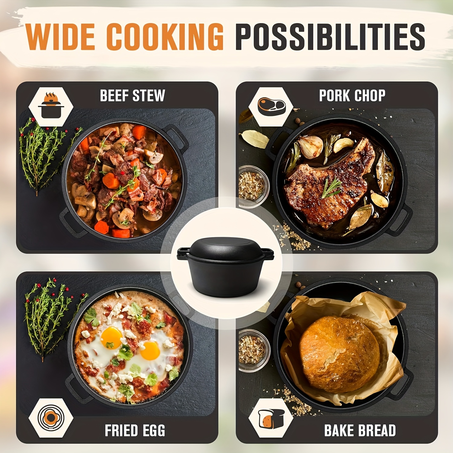 Black 5 QT Cast Iron Dutch Ove - Camping Cooking Dutch Oven reseña y precio