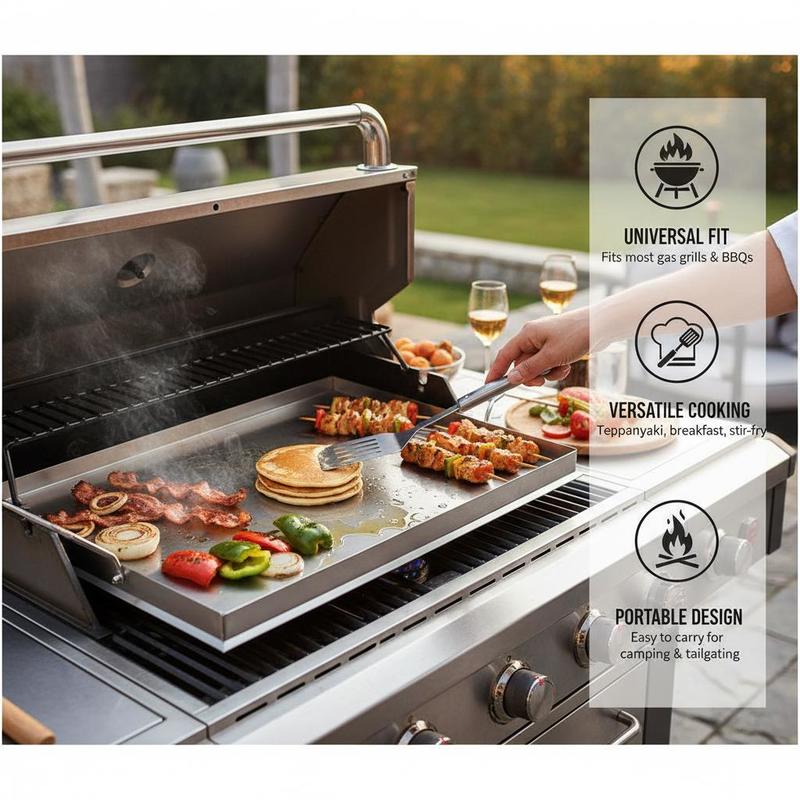 Flat Top Grill Plate 23x16 inc - Camping Cooking Griddle reseña y precio
