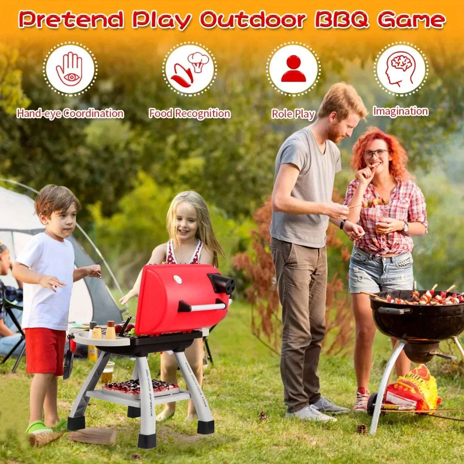 Barbecue Grill Toy Set Kids BB - Camping Cooking With Kids reseña y precio