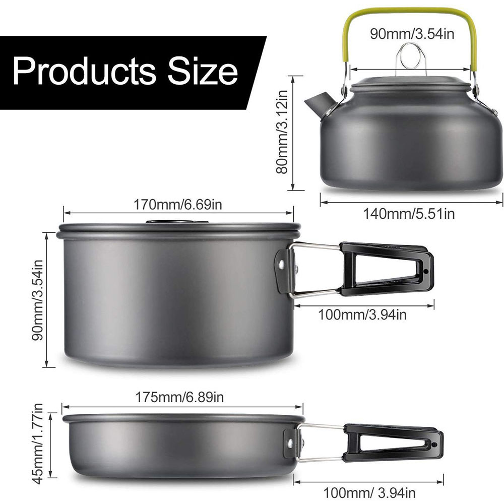 Camping Cookware Set Aluminum  - Camping Cooking Set Large reseña y precio
