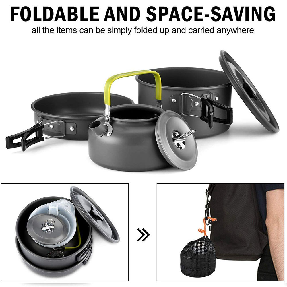 Camping Cookware Set Aluminum  - Camping Cooking Set Large reseña y precio