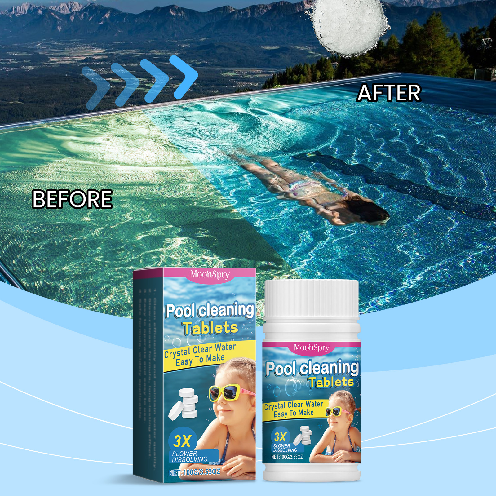 Home Pool Cleaning Slow-Releas - Water Purification Tablet reseña y precio