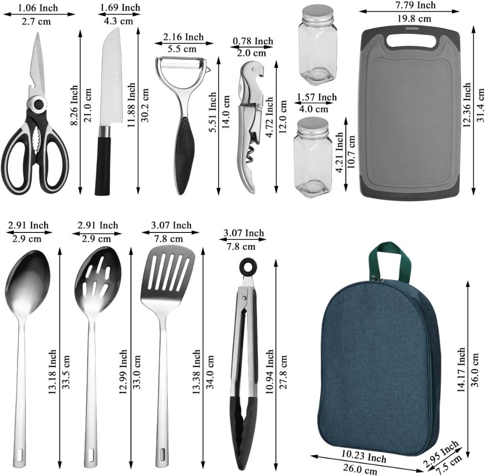 Camping Cooking Utensil Set 10 - Camping Outdoor Cooking Set reseña y precio