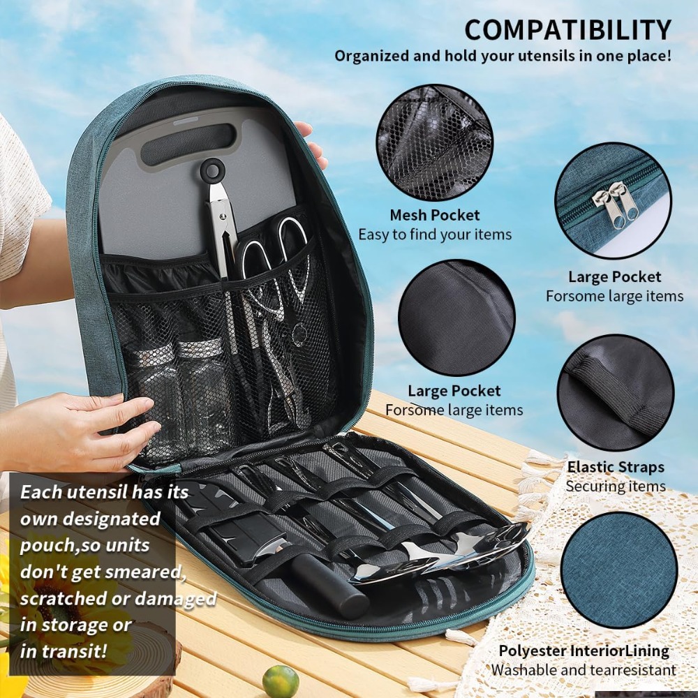 Camping Cooking Utensil Set 10 - Camping Outdoor Cooking Set reseña y precio