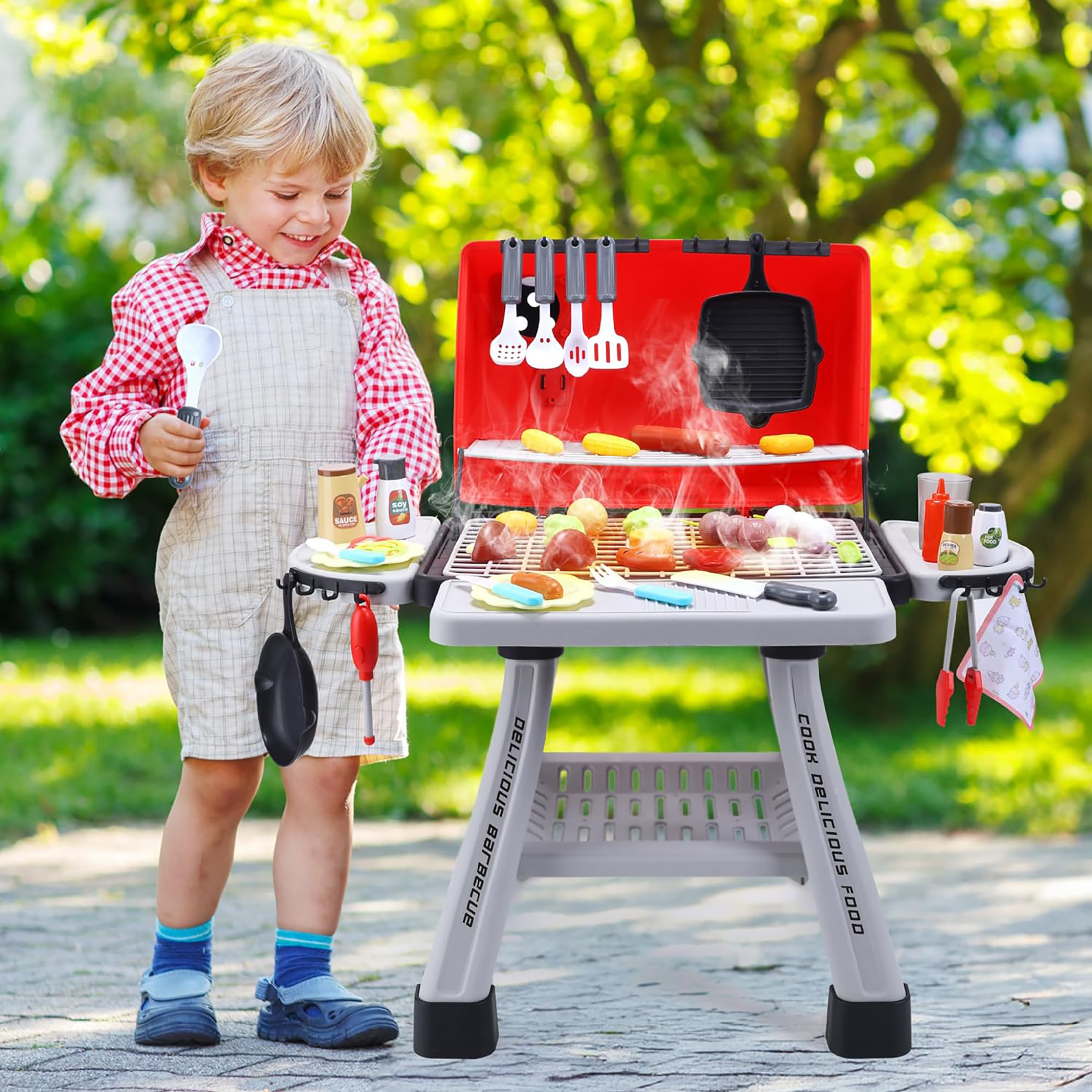 Kids BBQ Grill Playset Play Ki - Camping Cooking With Kids reseña y precio