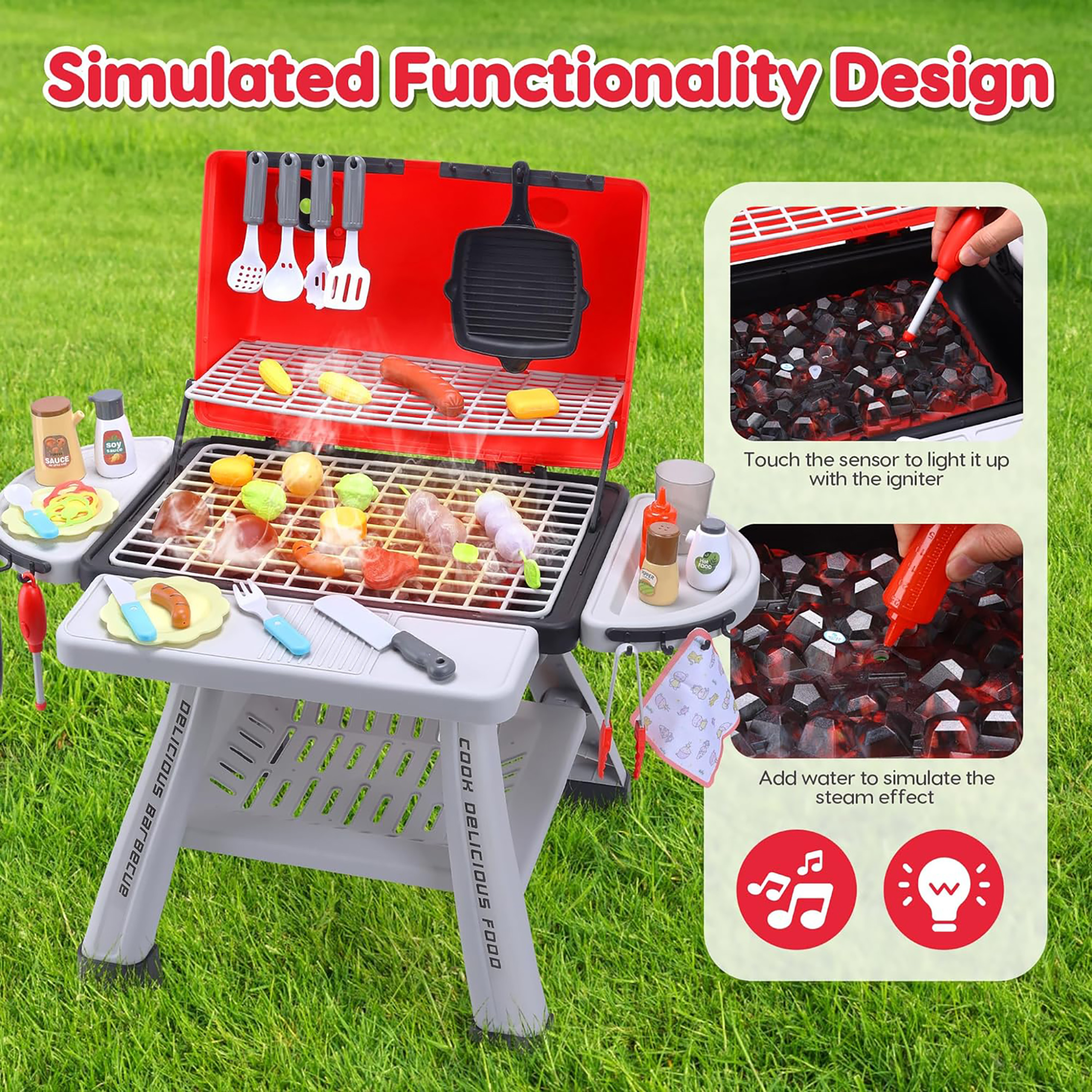 Kids BBQ Grill Playset Play Ki - Camping Cooking With Kids reseña y precio