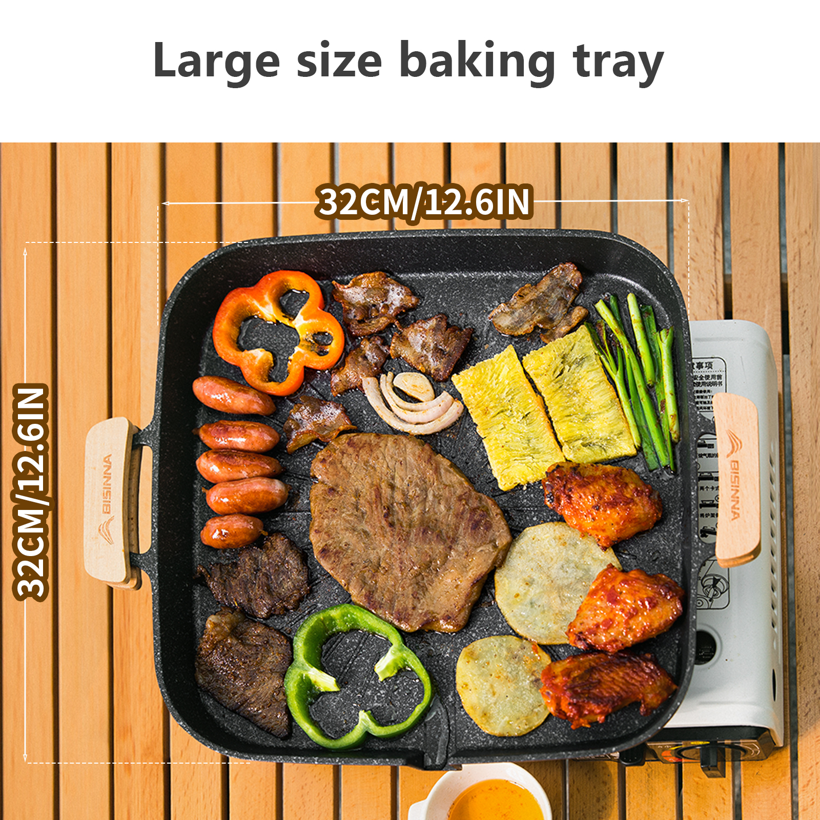 BISINNA Square BBQ Grill Pan N - Camping Cooking Plate reseña y precio