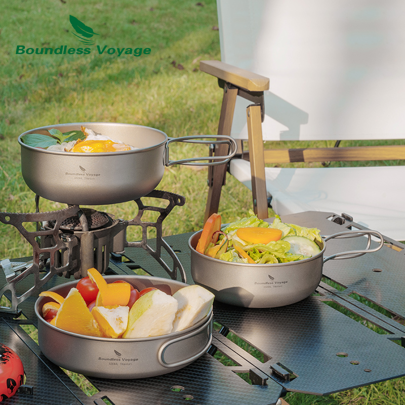 Boundless Voyage Titanium Camp - Camping Cooking Pots And Pans Set reseña y precio