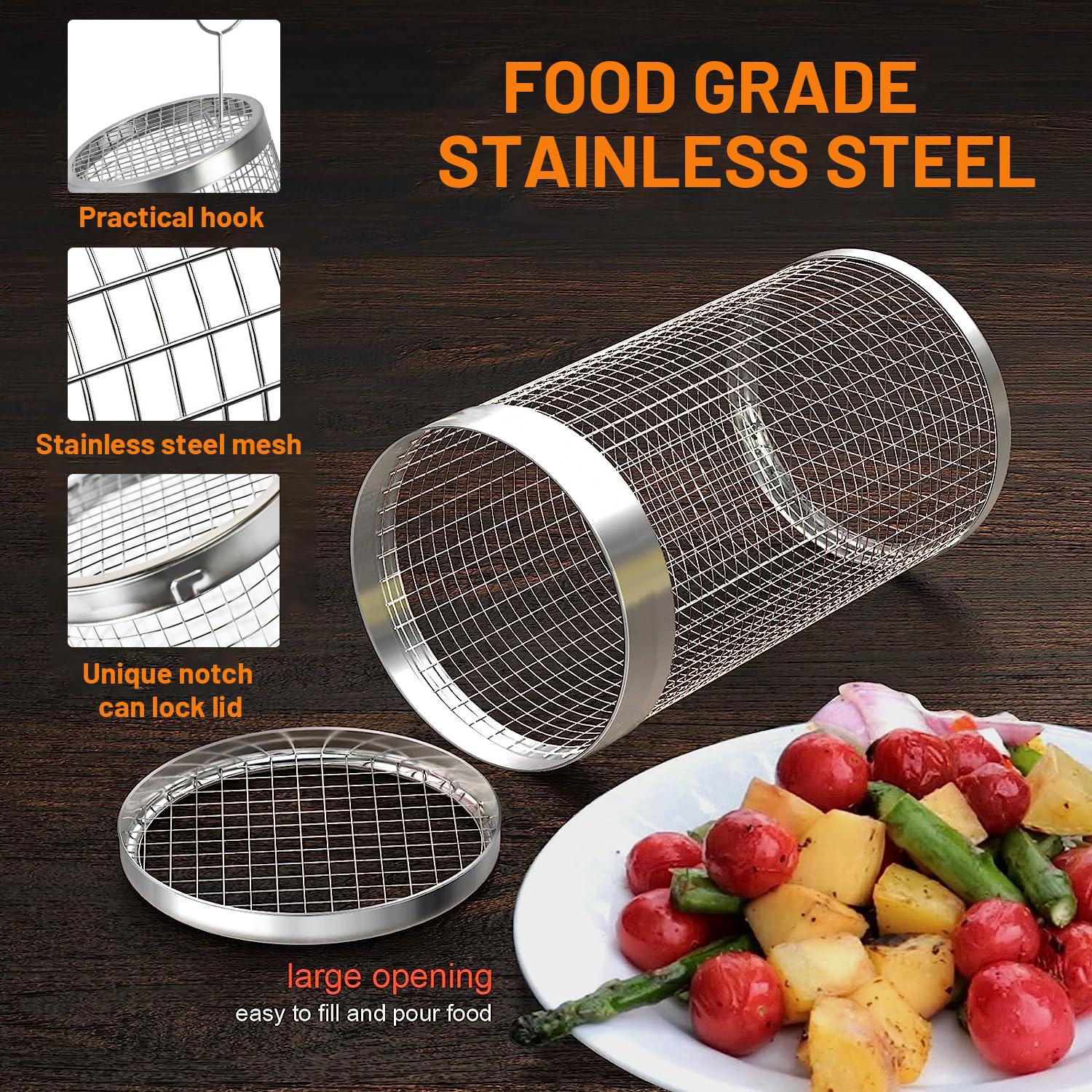 2 Pieces Rolling Grilling Bask - Camping Cooking Gear Set reseña y precio