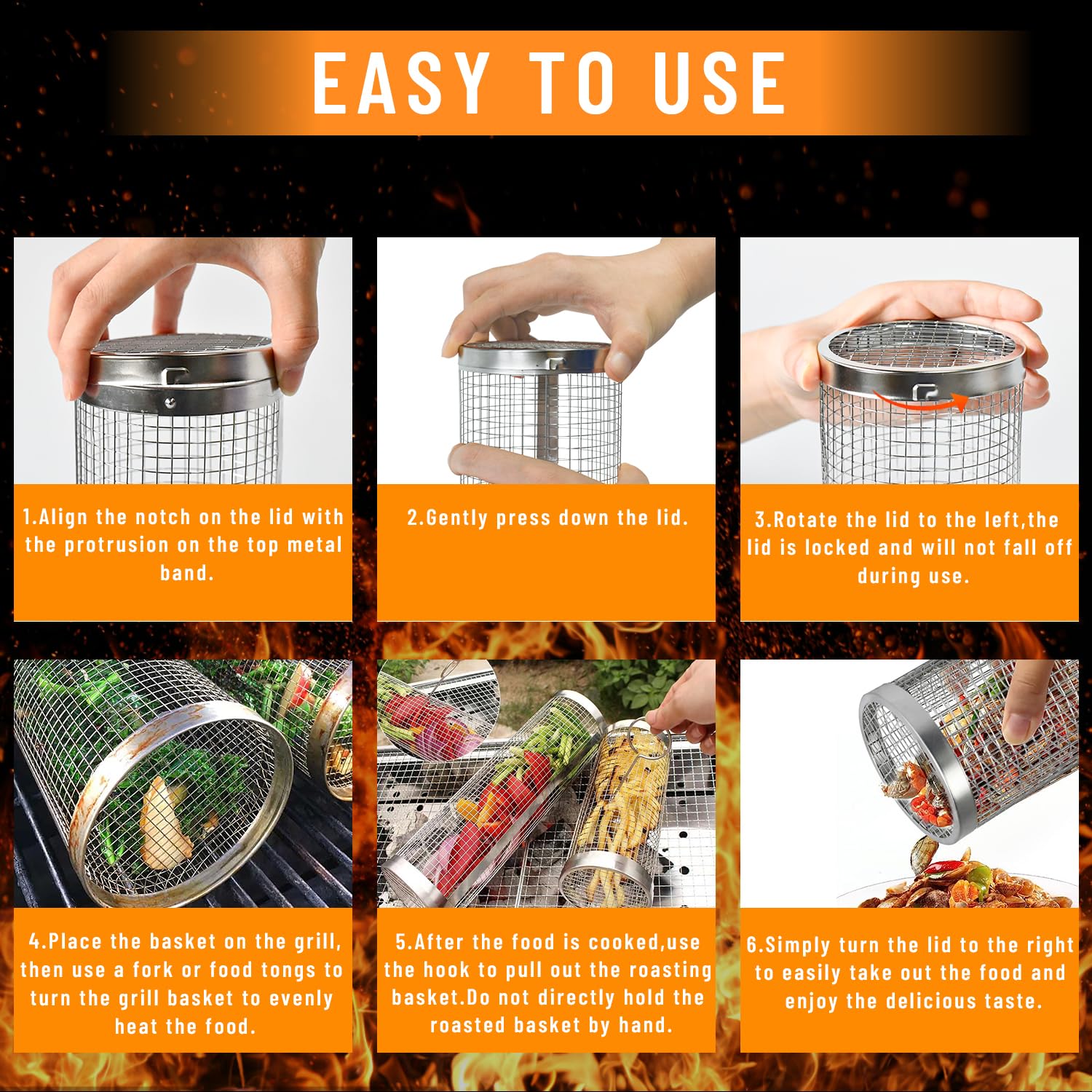 2 Pieces Rolling Grilling Bask - Camping Cooking Gear Set reseña y precio