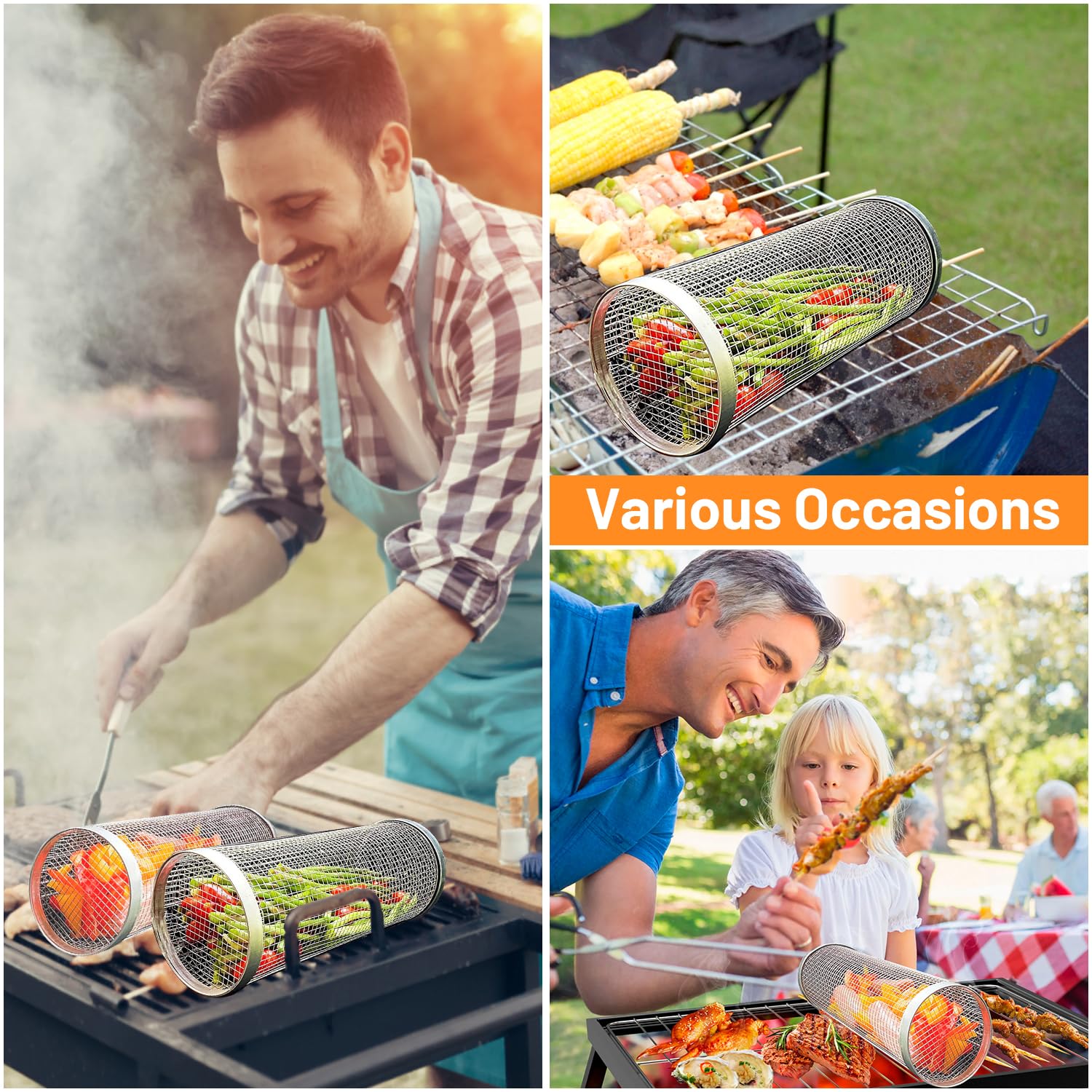 2 Pieces Rolling Grilling Bask - Camping Cooking Gear Set reseña y precio