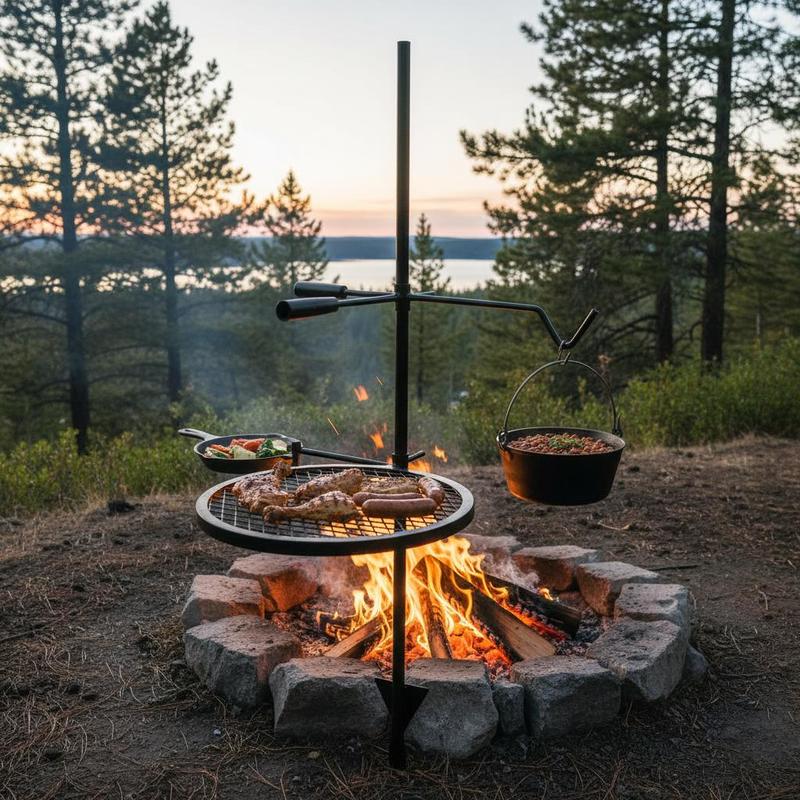 Rotating Cooking Grate 24x24 I - Camping Cooking Open Fire reseña y precio
