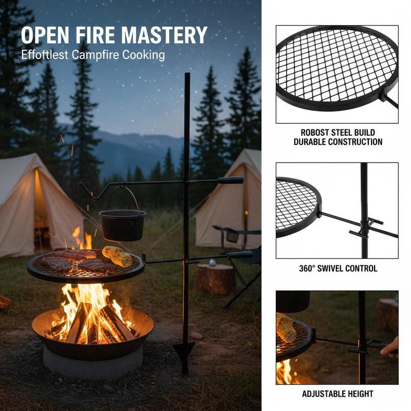 Rotating Cooking Grate 24x24 I - Camping Cooking Open Fire reseña y precio