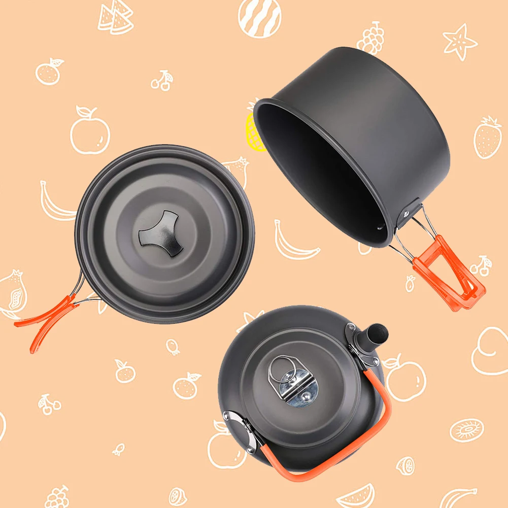 Camping Cookware Kit Kettle Po - Camping Cooking Pots And Pans Set reseña y precio