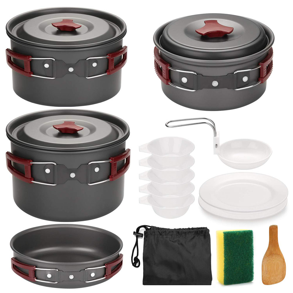 Outdoor Camping Cookware Kit N - Camping Cooking Pots And Pans Set reseña y precio