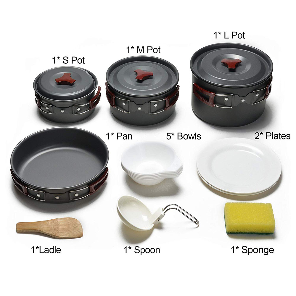 Outdoor Camping Cookware Kit N - Camping Cooking Pots And Pans Set reseña y precio