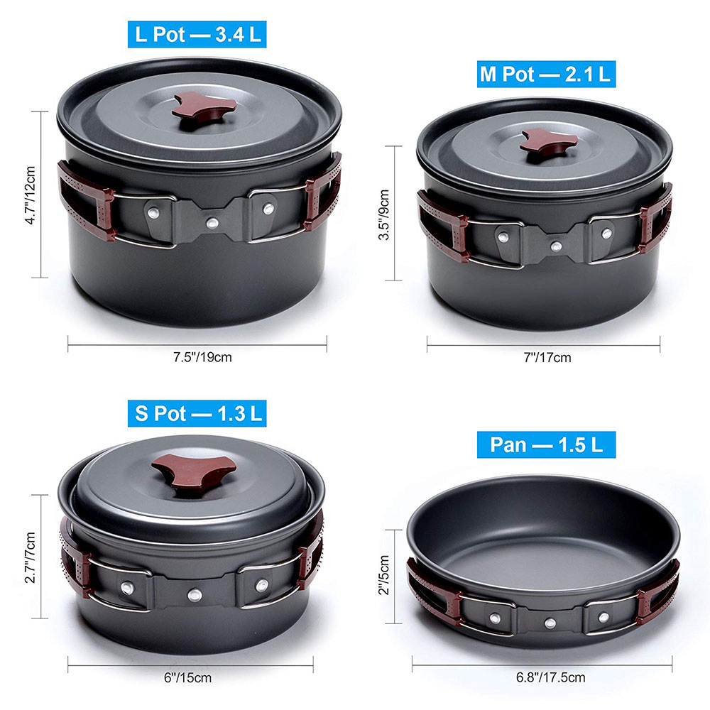 Outdoor Camping Cookware Kit N - Camping Cooking Pots And Pans Set reseña y precio