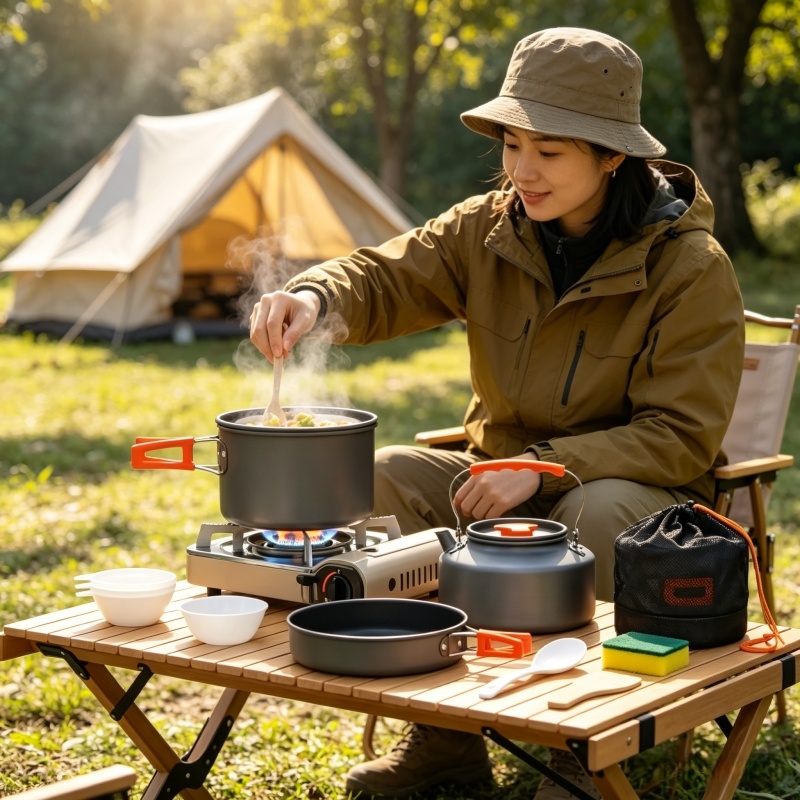 Camping Cookware Set Outdoor P - Camping Cooking Pots And Pans Set reseña y precio