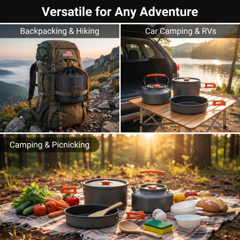Camping Cookware Set Outdoor P - Camping Cooking Pots And Pans Set reseña y precio