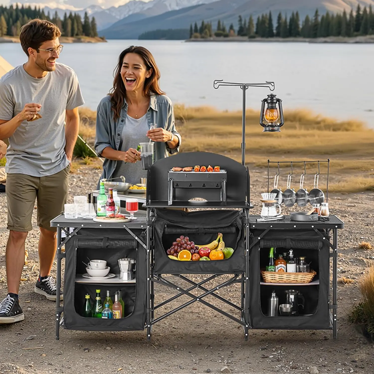 Camping Kitchen Table Outdoor  - Camping Cooking Cupboard reseña y precio