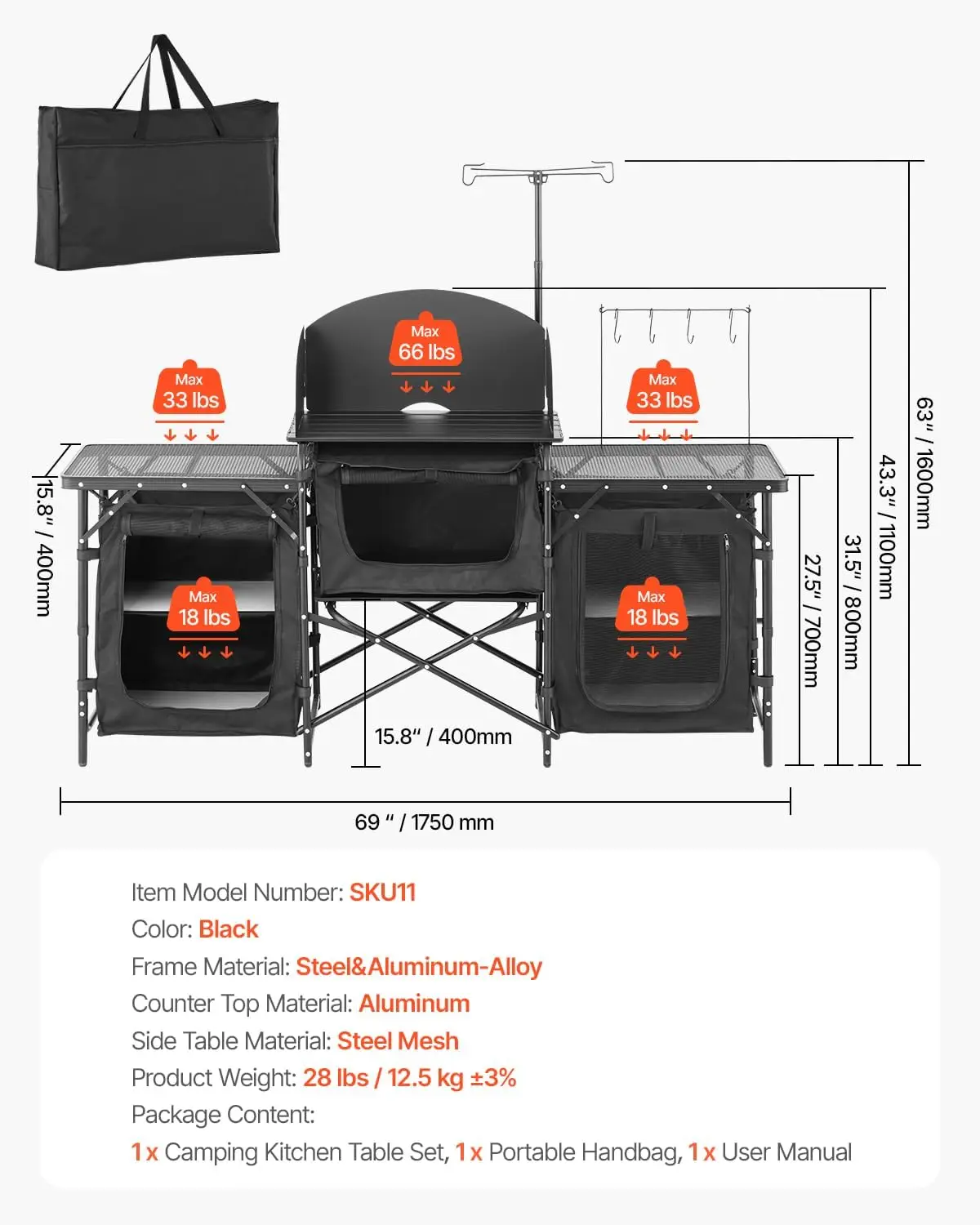 Camping Kitchen Table Outdoor  - Camping Cooking Cupboard reseña y precio