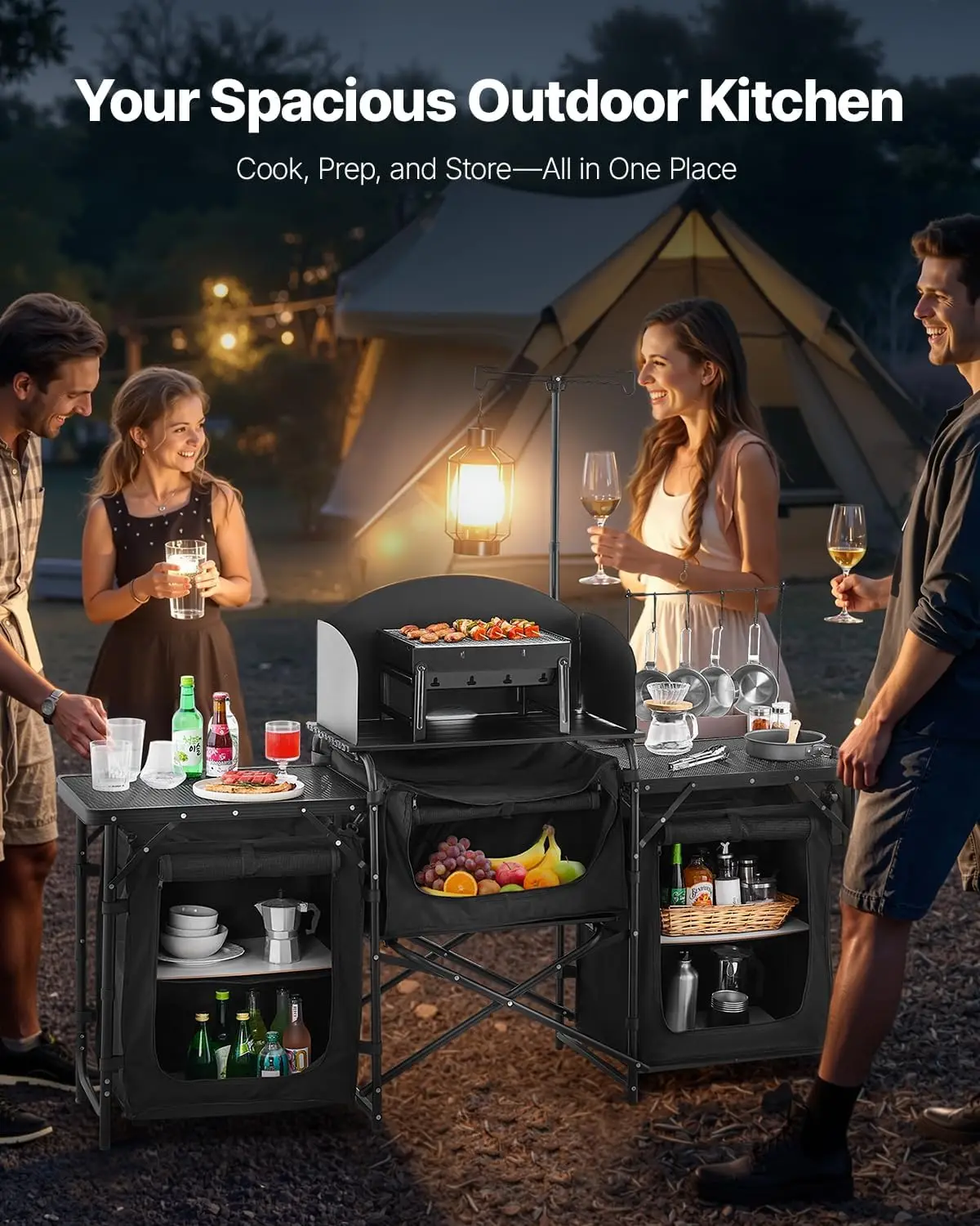 Camping Kitchen Table Outdoor  - Camping Cooking Cupboard reseña y precio