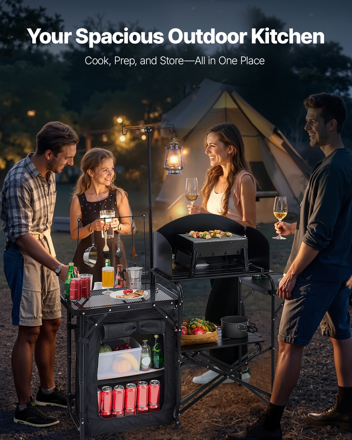 SucceBuy Camping Kitchen Table - Camping Cooking Cupboard reseña y precio