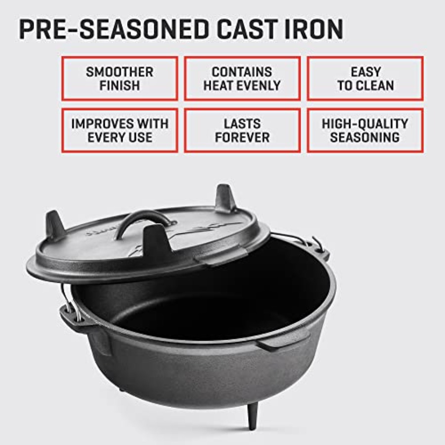 6Qt Cast Iron Camping Dutch Ov - Camping Cooking Dutch Oven reseña y precio