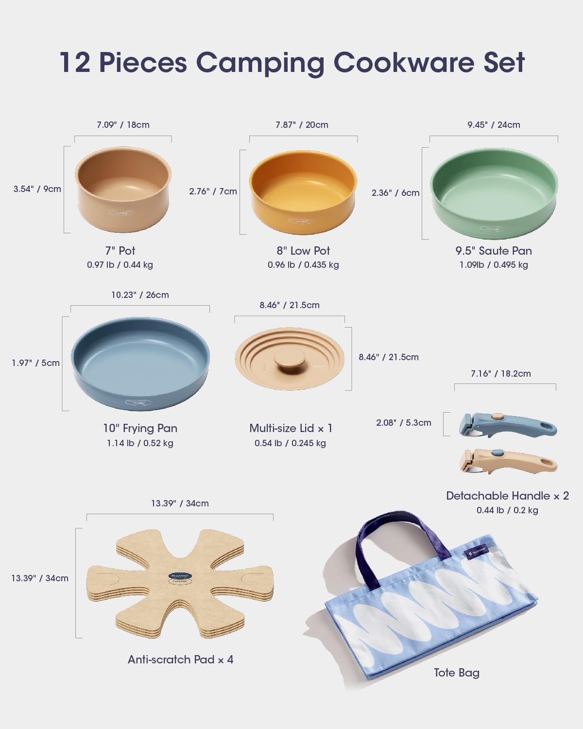 Ceramic Cookware Set, Detachab - Camping Cooking Pots And Pans Set reseña y precio